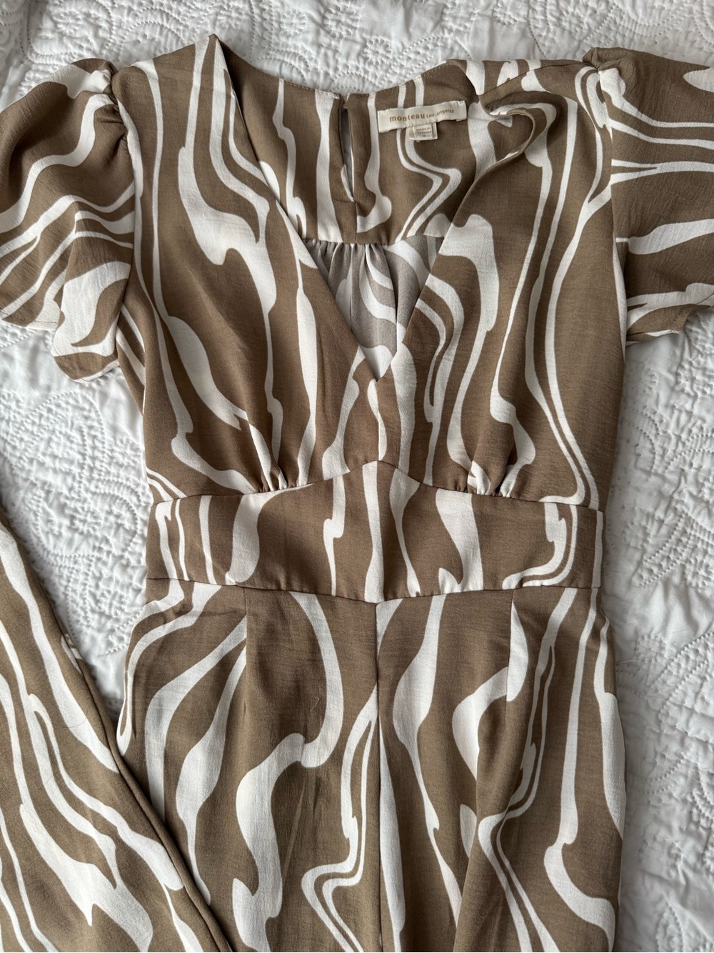 Monteau Brown and White Swirl Jumpsuit